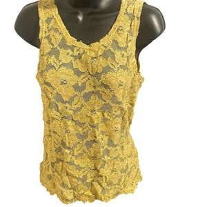 Victoria’s Secret Gold Label Vintage Gold Floral Lace Cami Size L